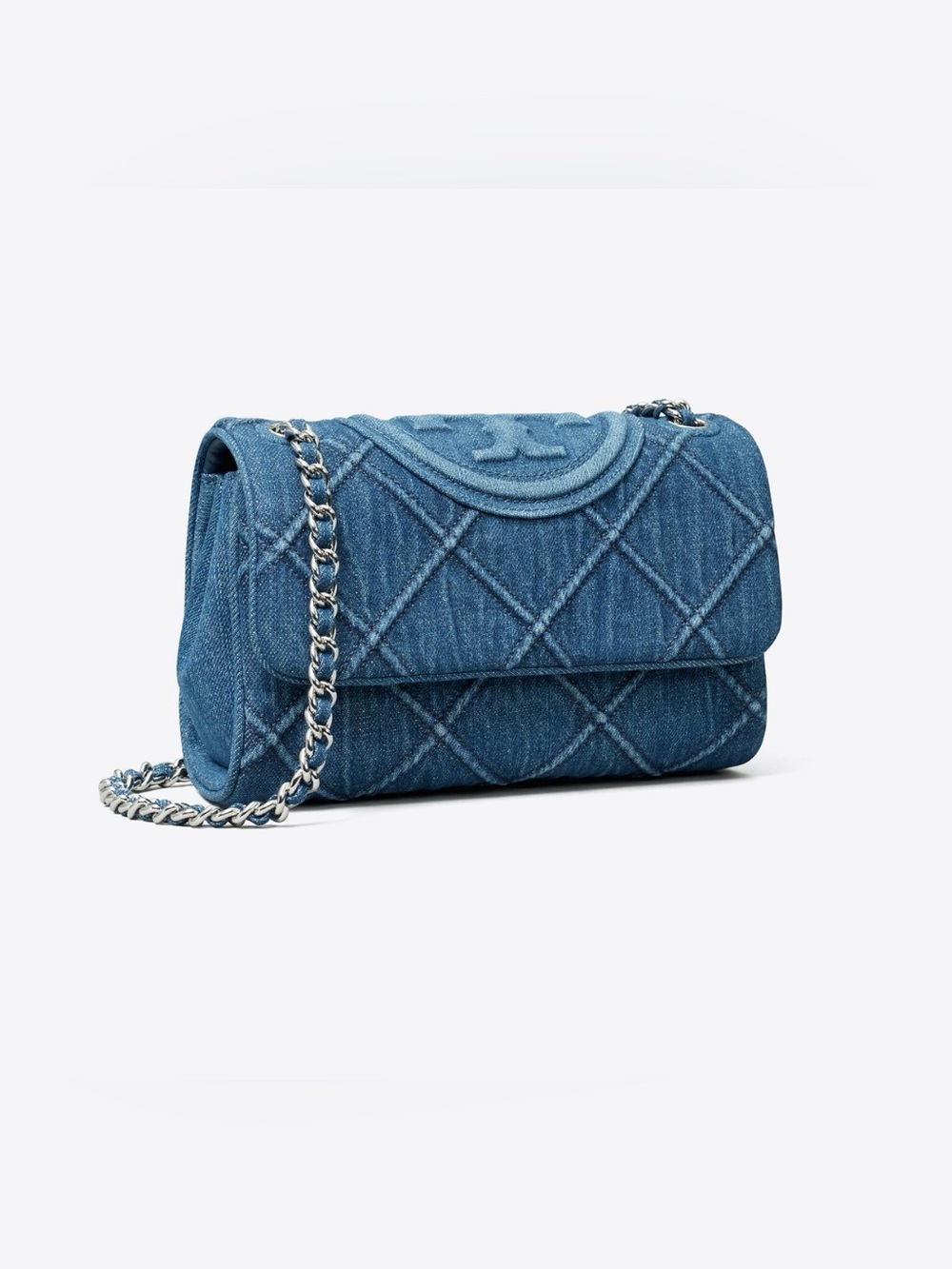 NWOT TORY BURCH SMALL FLEMING SOFT DENIM CONVERTIBLE SHOULDER BAG